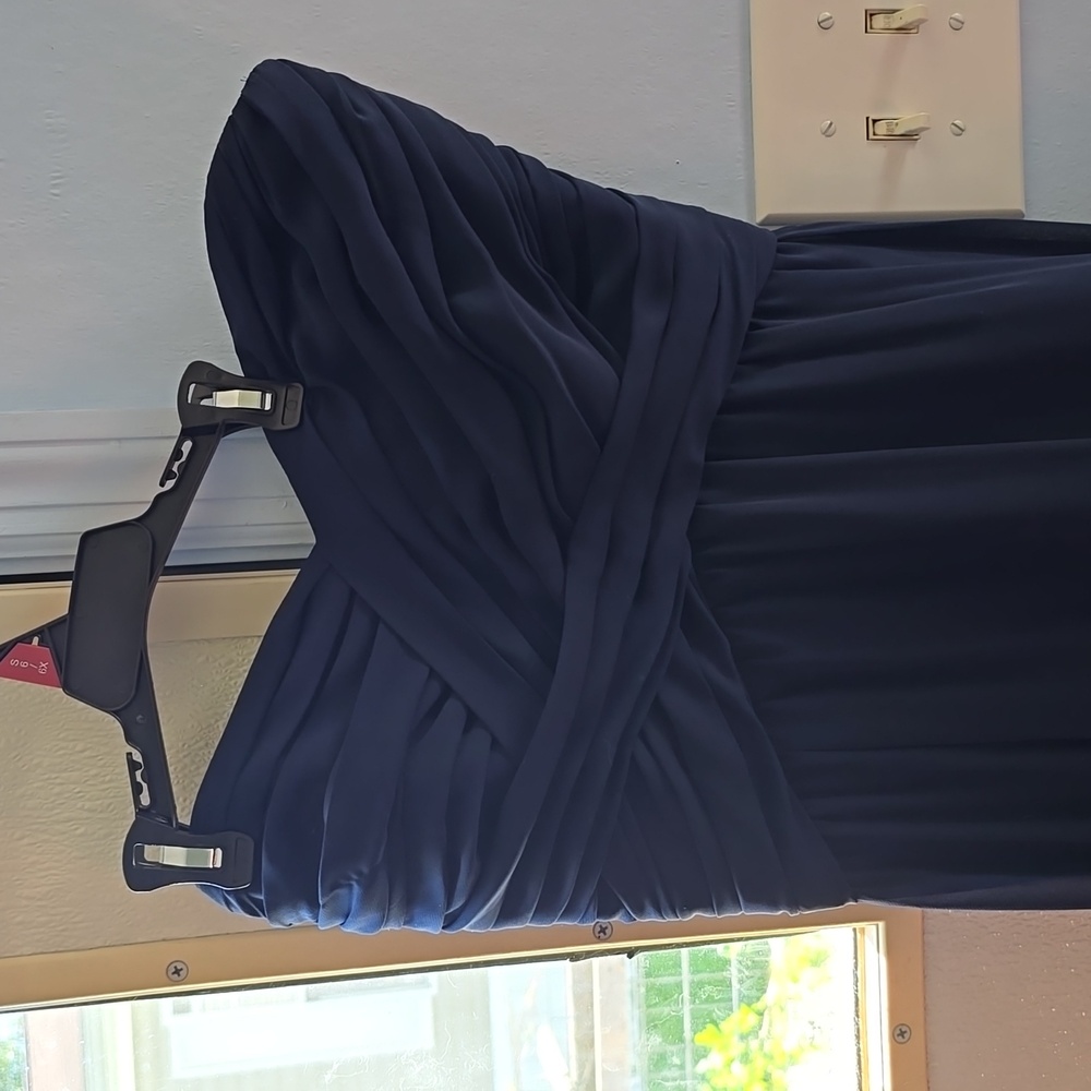 Strapless Floor length Navy Blue Amsale dress